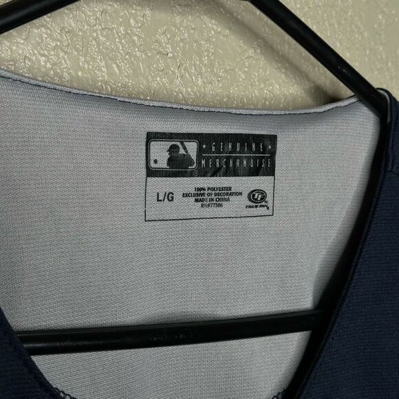 MLB Yankees Baseball Jersey Size L Navy Blue - Picture 6 of 6